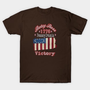 Retro Vintage Betsy Ross Flag Pennsylvania State 1776 Victory, Great Distressed Patriotic America Flag Gift T-Shirt